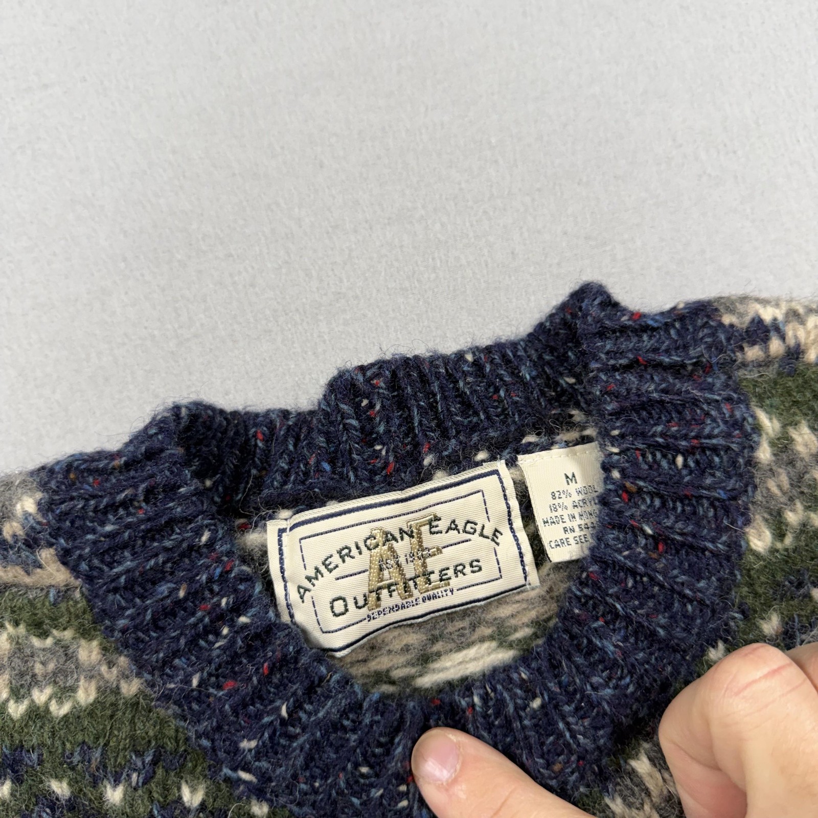 Vintage American Eagle Outfitters Sweater Womens Medium Fair Isle Wool Knit