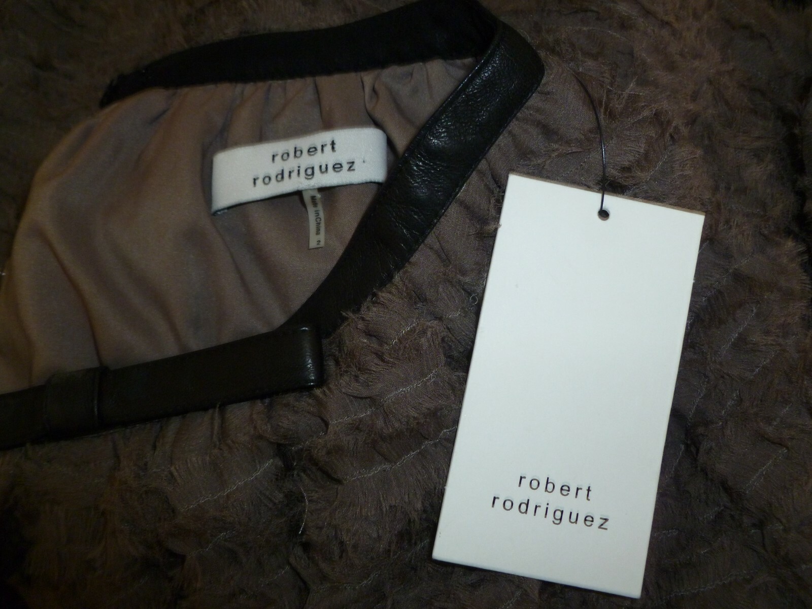 ROBERT RODRIGUEZ NWT Brown Skirt Silk Leather Mocha Grey 2