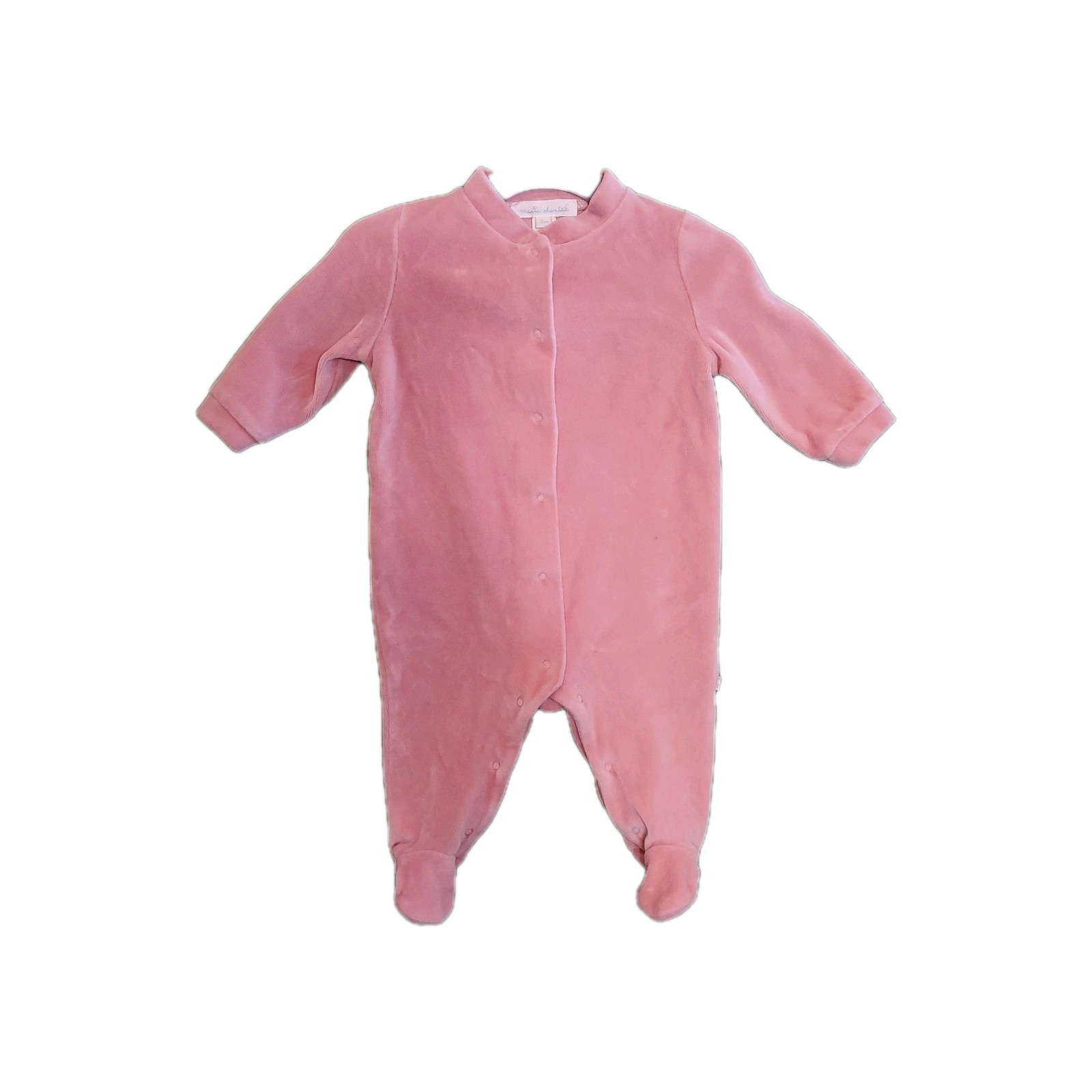Marie Chantal Baby Girl Pink Velour Footed Sleeper 3M Angel Wings Luxury Soft