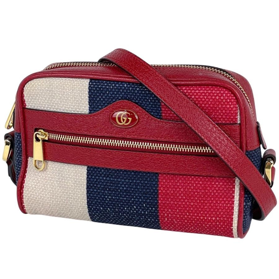 Gucci Canvas Leather Red Blue White Shoulder Bag 517350 #BS2970