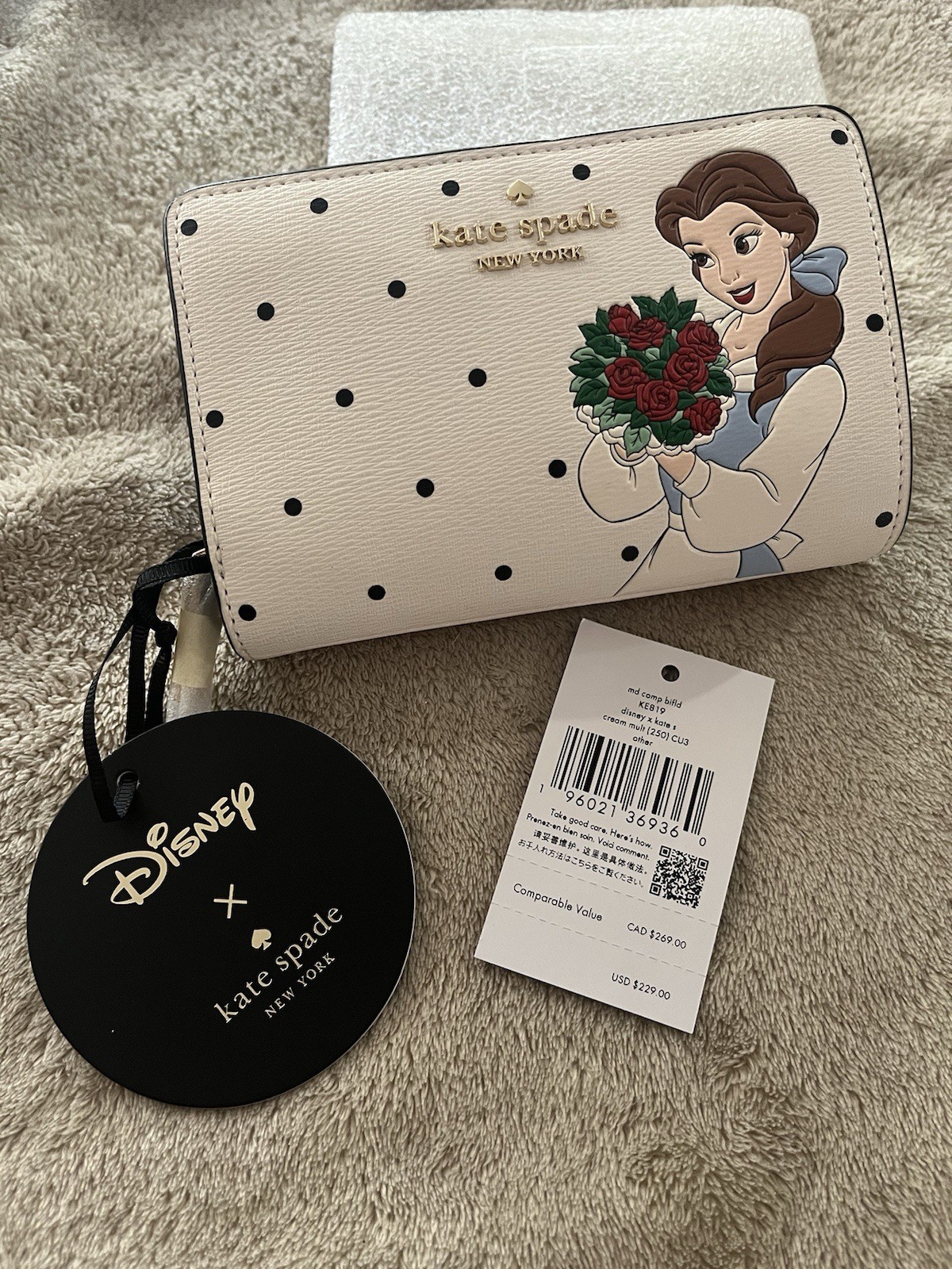 Kate Spade X Disney Beauty & the Beast Madison Medium Compact Bifold Wallet New