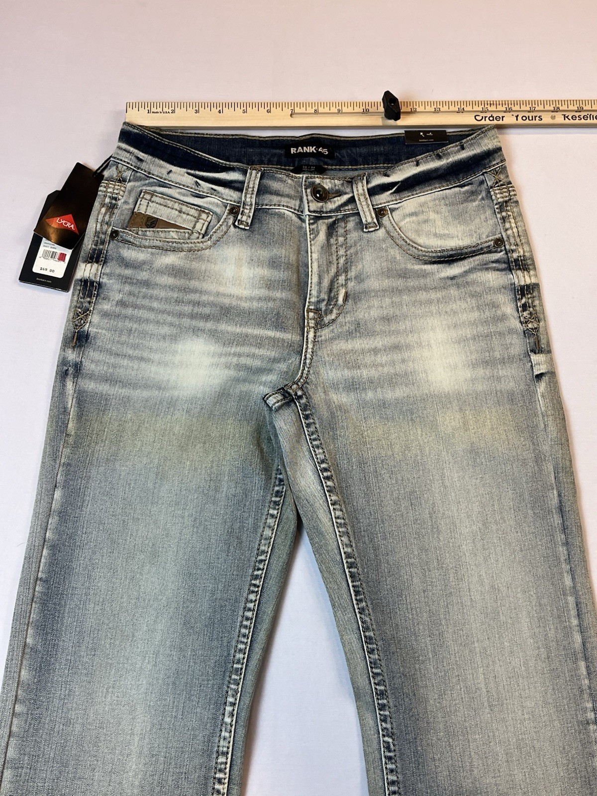 Rank 45 Ringo Stackable Straight Jeans Men’s 30×34 Light Wash Western Denim NWT