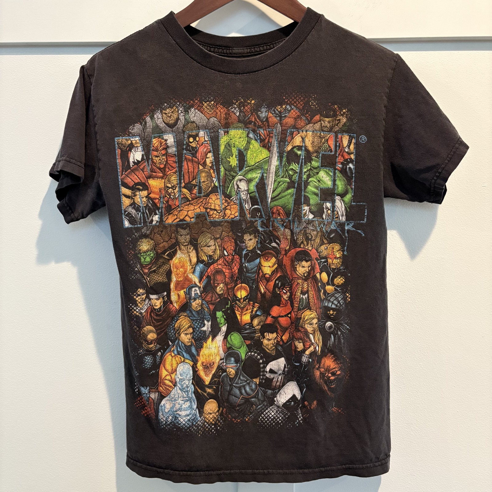 Marvel Comics Collage T Shirt Men Small Black Hulk Ghost Rider Spiderman Tee