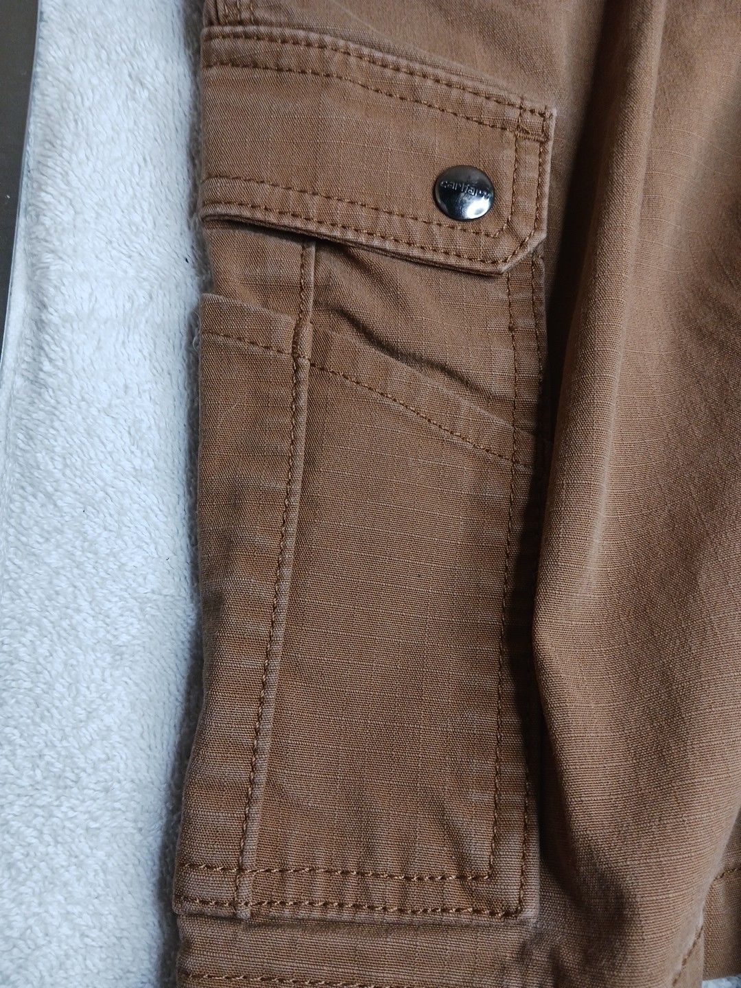 Carhartt Utility Carpenter Shorts Side Button Pocket Loop Men US 42 Orange-Brown