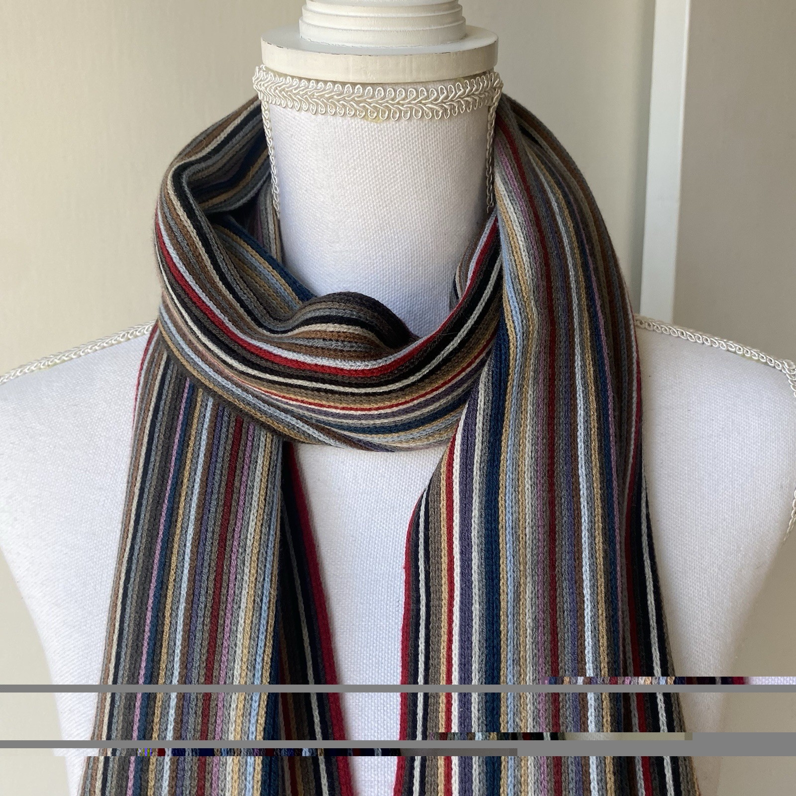 FRAAS Scarf Striped Red Gray Beige Teal Purple Black Fringe Soft Men’s Women’s