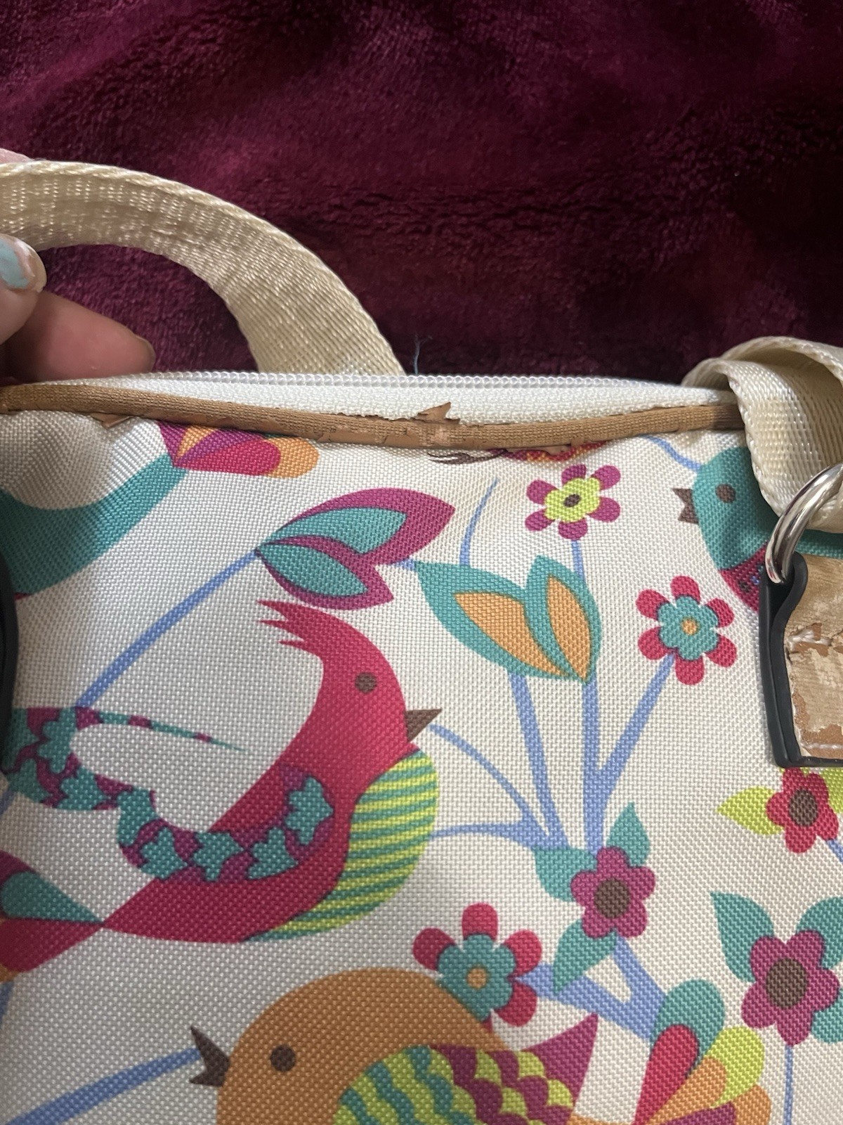 Lily Bloom Women’s Multicolor Bird Floral Crossbody Zip Closure Lined Pockets