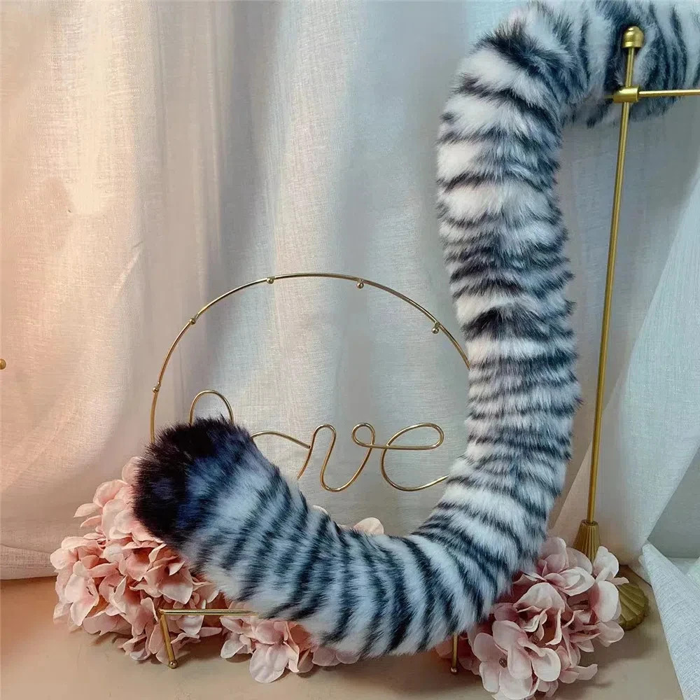 White Tiger Ears Hairhoop Tail Headwear Halloween Christmas Party Cosplay Prop