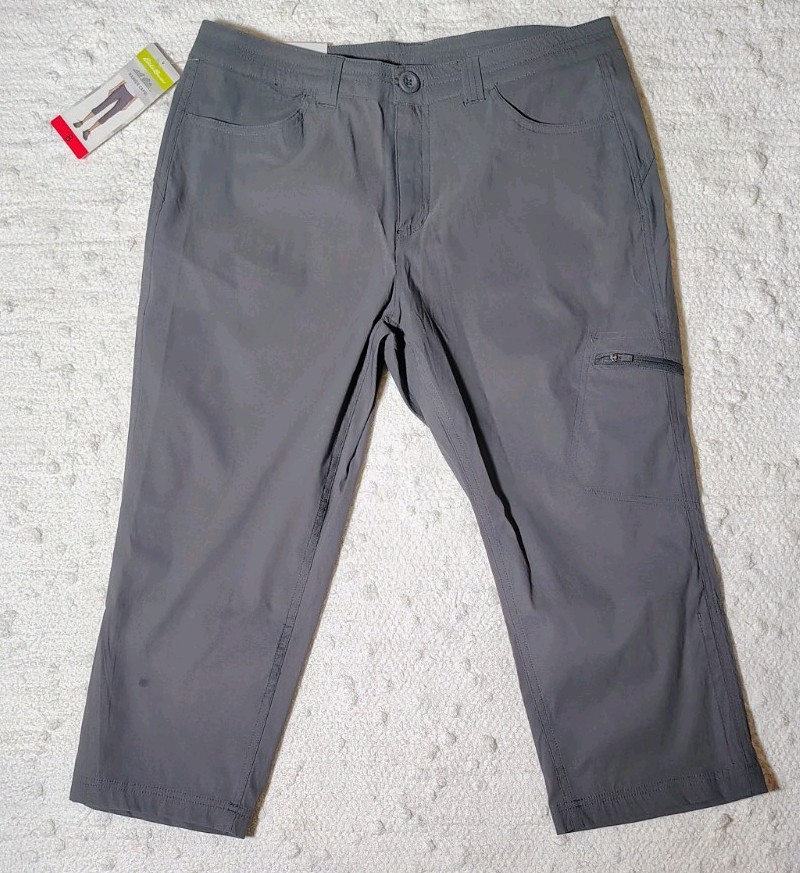 Eddie Bauer Rainier Capri Pants Womens Sz 8 Gray NWT UPF 50+ Outdoors Hiking