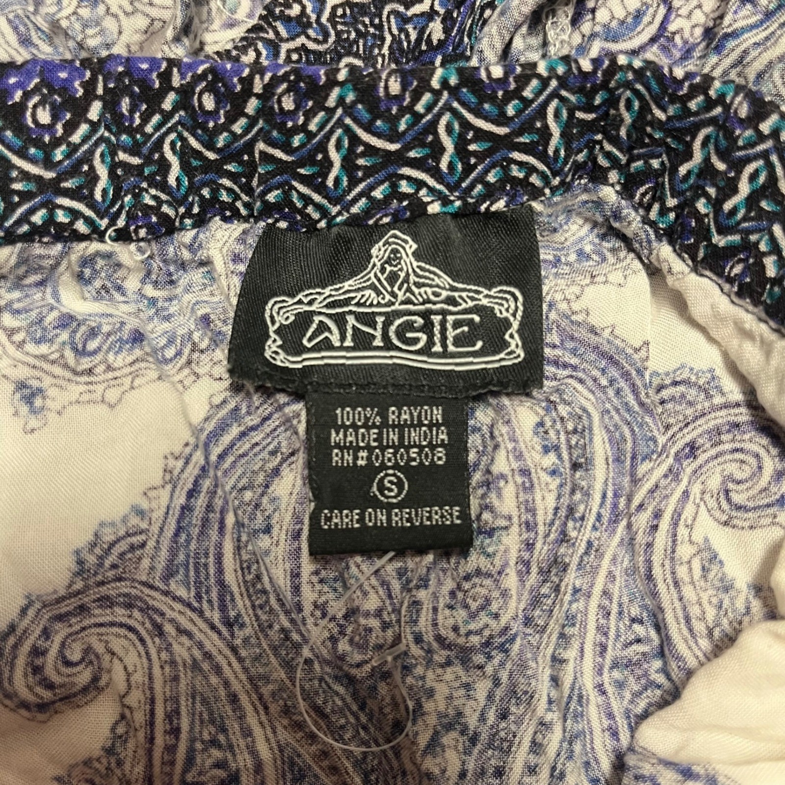 Blue White Paisley Strapless Romper Rayon Small