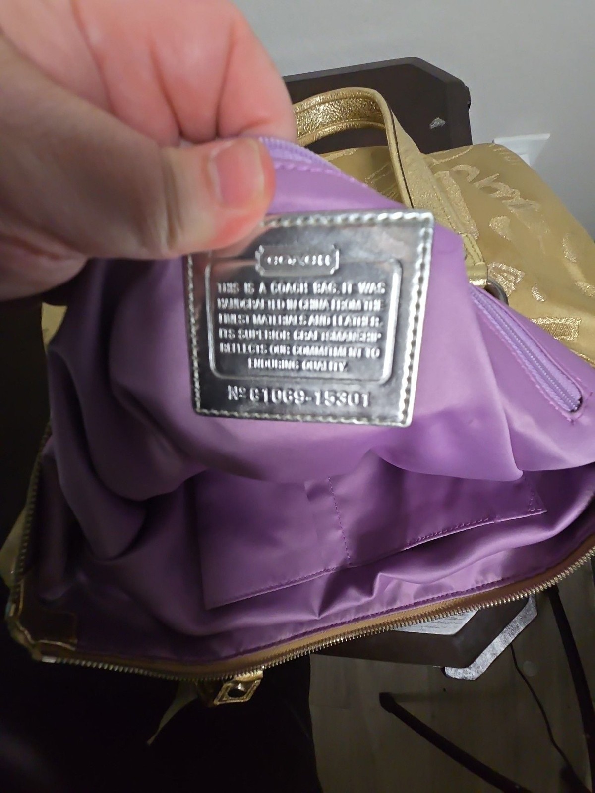 Coach Poppy Story Patch Glam Tote Bag 15301 Metallic Gold