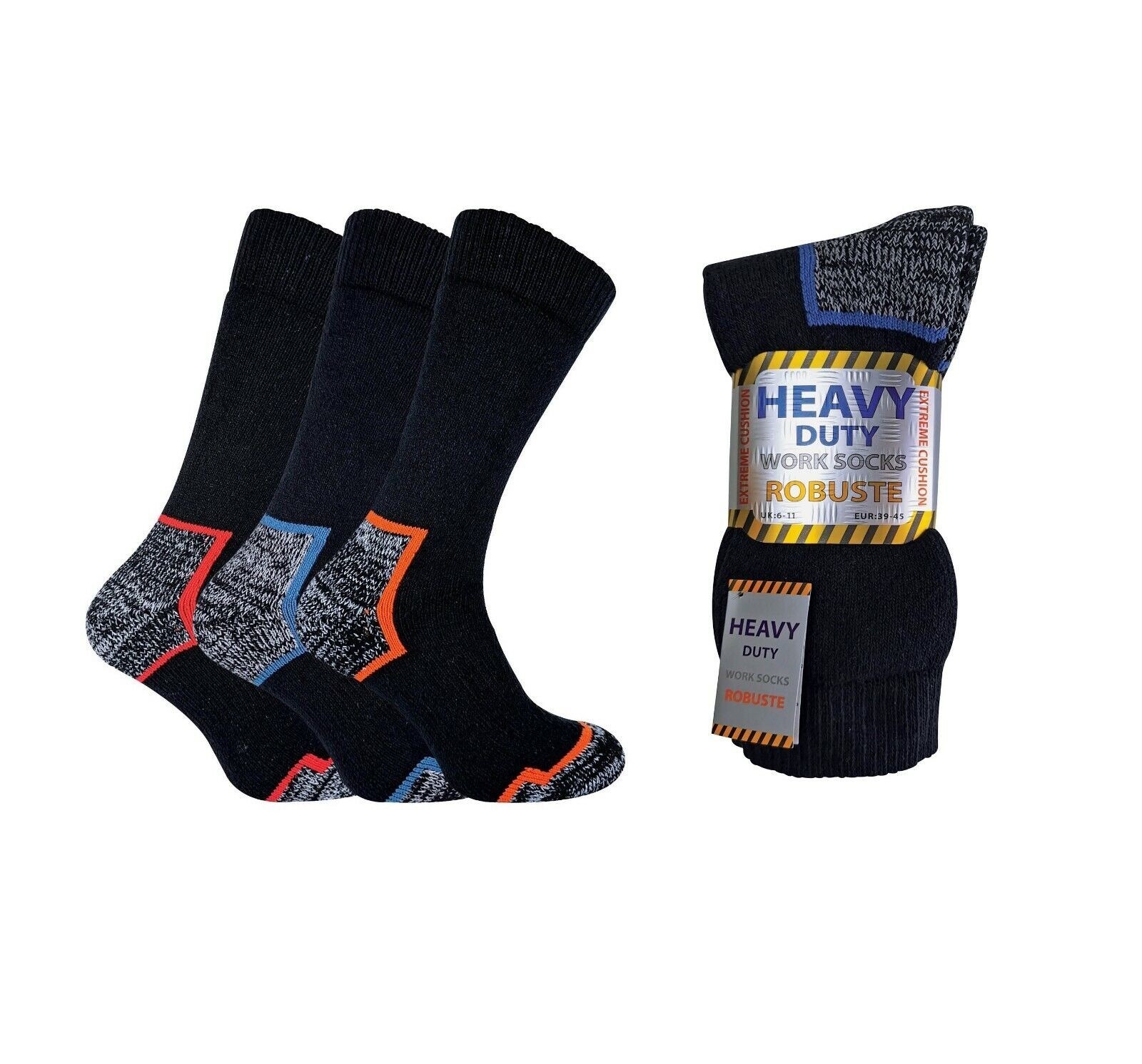 3,6,9,12 Pairs Of Mens Work Socks Heavy Duty Steel Toe Boot Sock Extra Thick