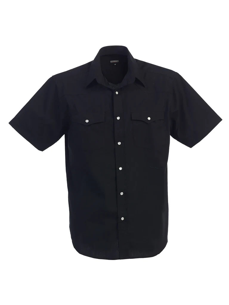 Gioberti Mens Casual Western Solid Short Sleeve Shirt with Pearl Snaps Size S-5X