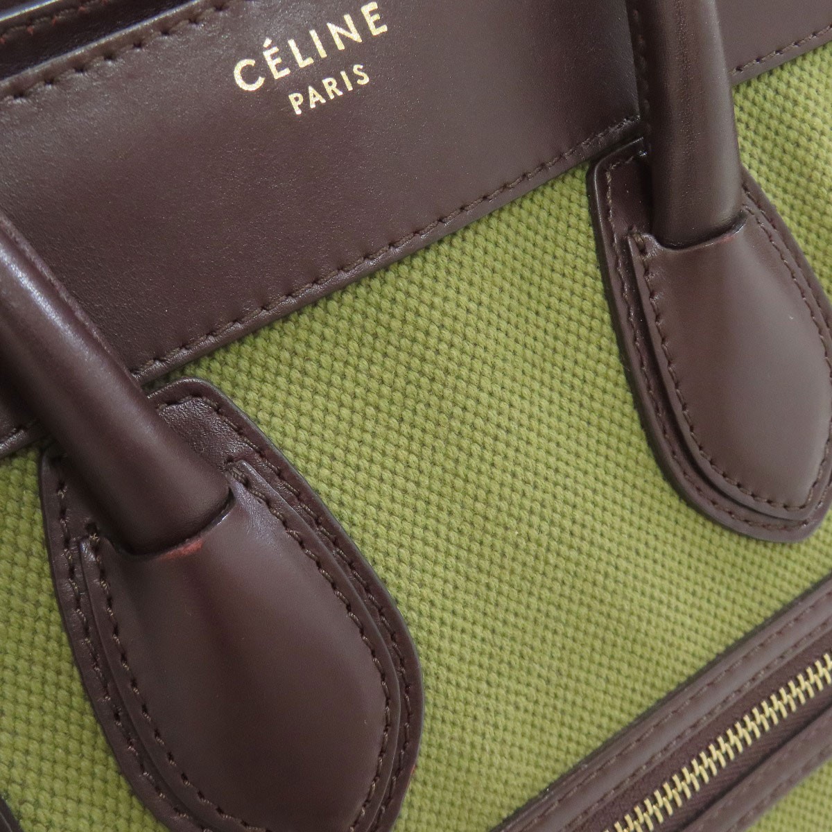 CELINE Luggage micro Handbag Canvas Leather Ladies [Used]