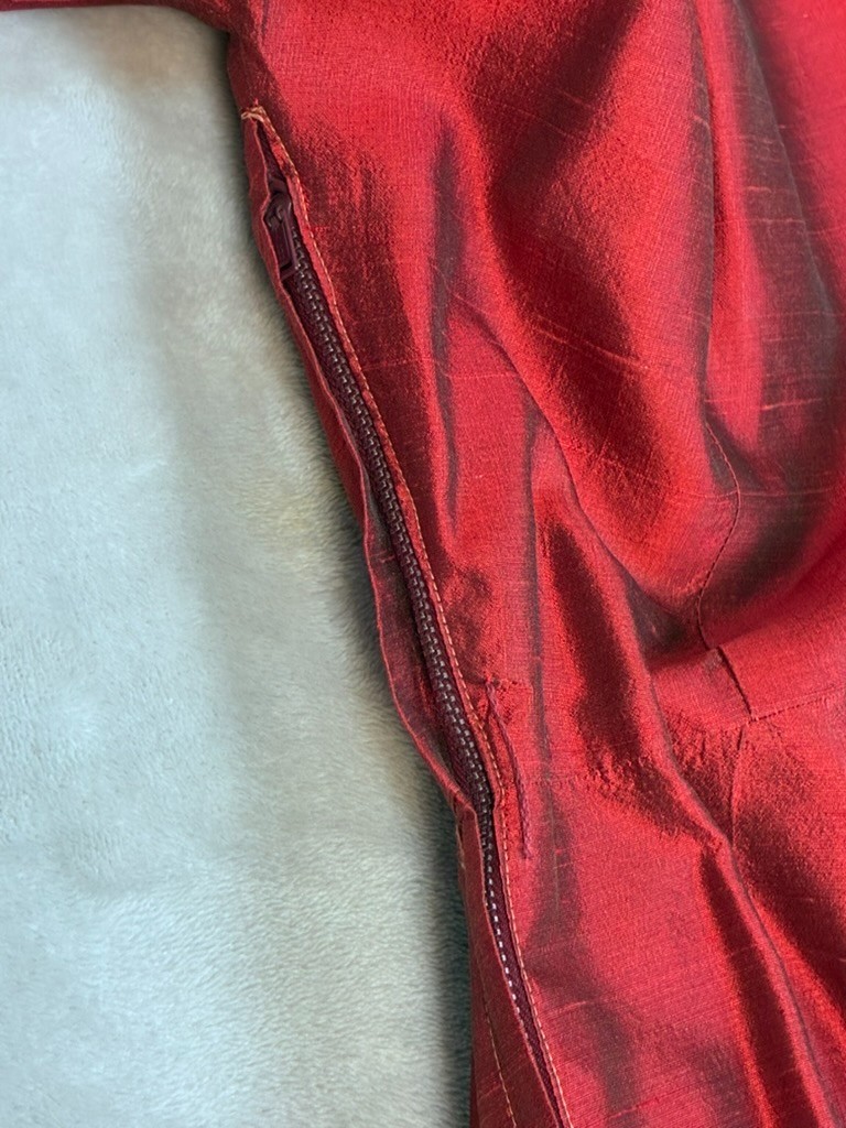 VINTAGE 60’s Women’s Dress SZ 2/26″ Waist Cranberry Red Hand Tailored Fit Flare