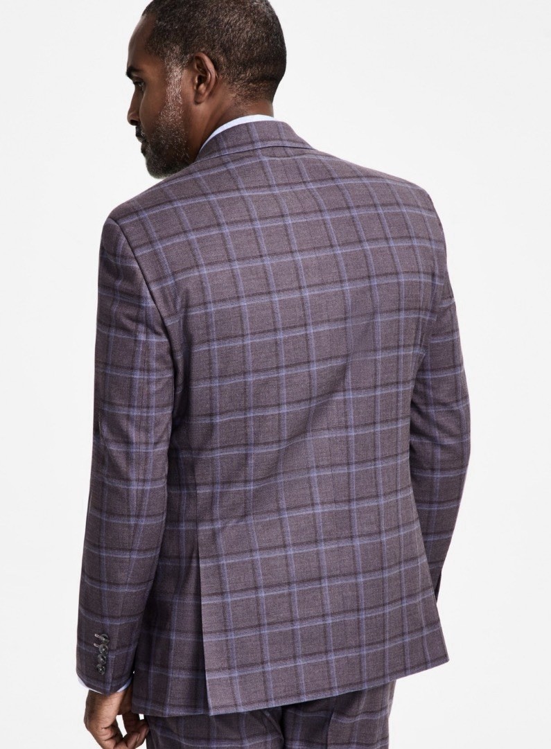 Tayion Mens Regular fit Suit Jacket Blazer 46L Lavender Plaid