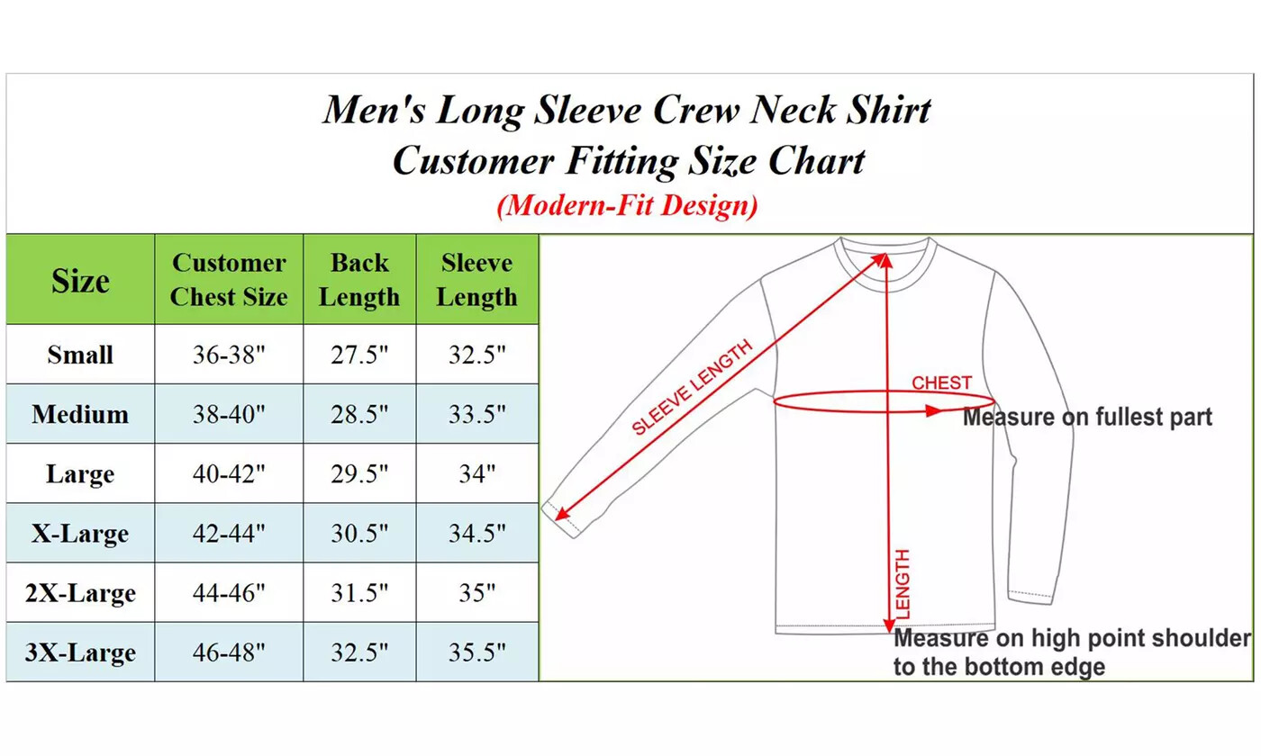 Men’s Heavyweight Soft Cotton-Blend Long Sleeve Crew Neck Shirt (Size S-3X) NWT