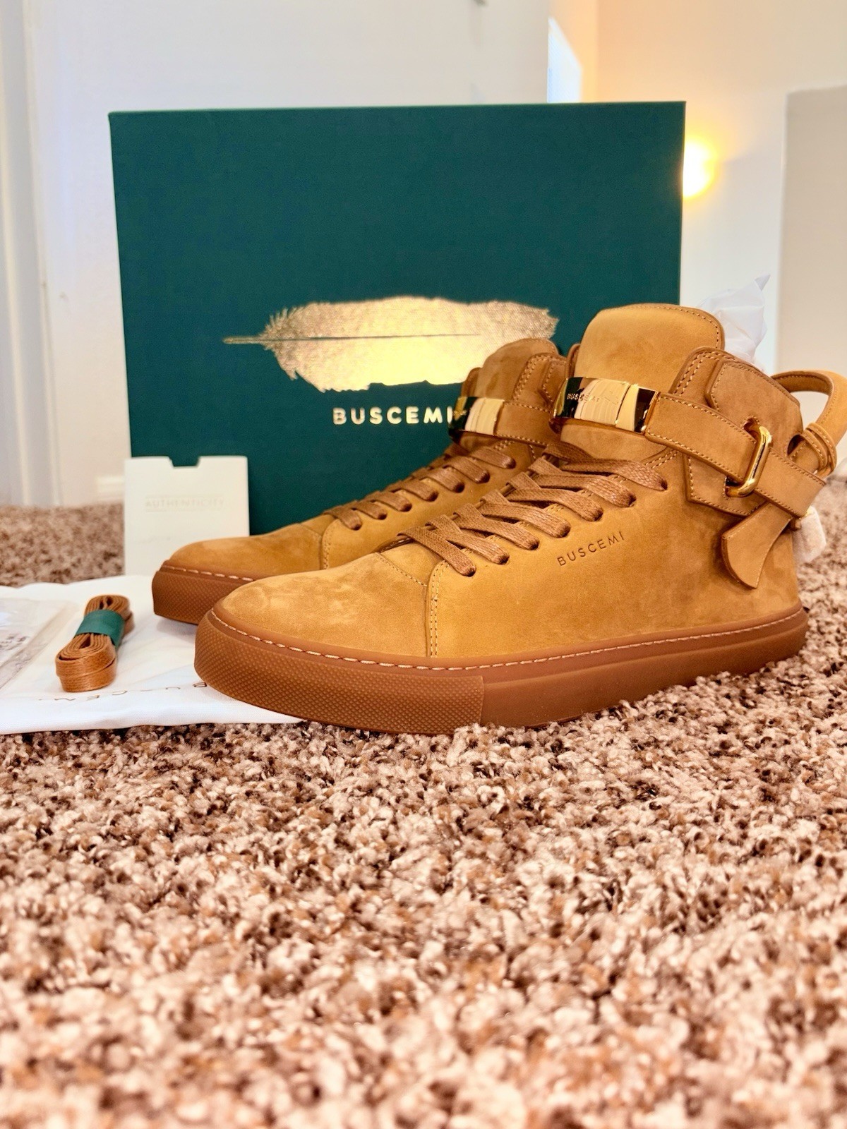 BUSCEMI Men’s 100mm High Top Sneakers Italian Leather, Size 43