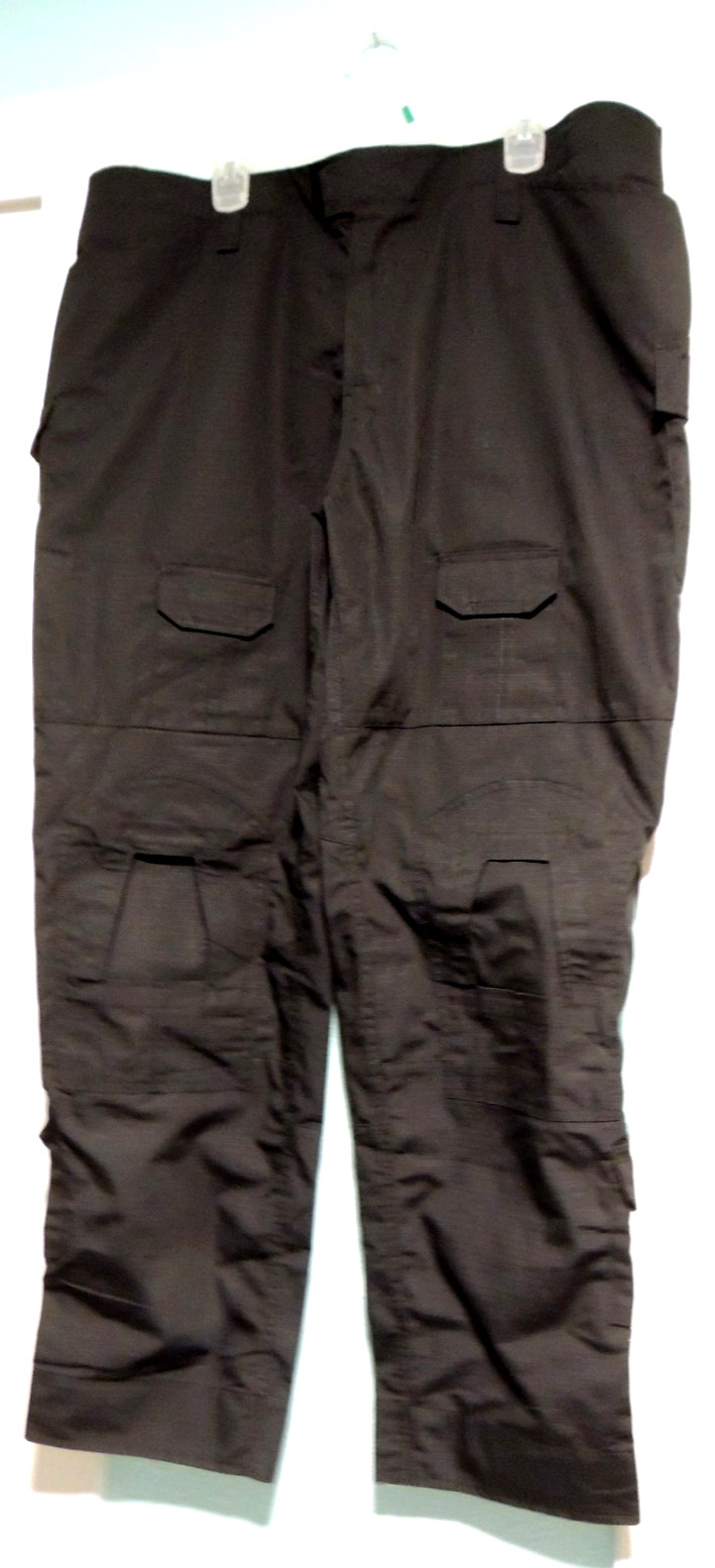 Mens Size 42 Black Tactical Pants Polyester/Cotton Multi 10 Pockets Adjustable