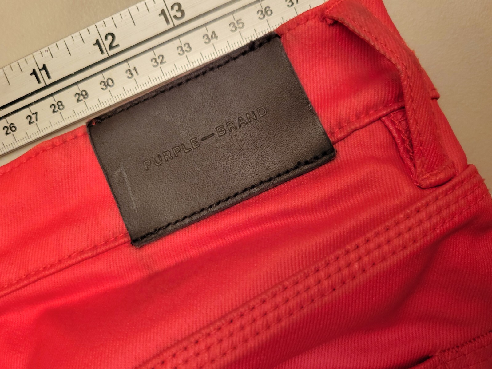 Purple Brand P004 Cargo Flared Jeans Men 30×30 Patent Film Red Designer