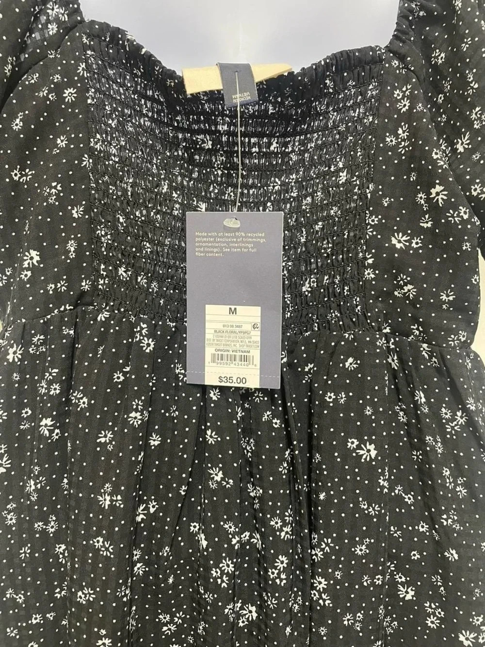 Universal Thread Black with White Floral Print Maxi Dress in size M