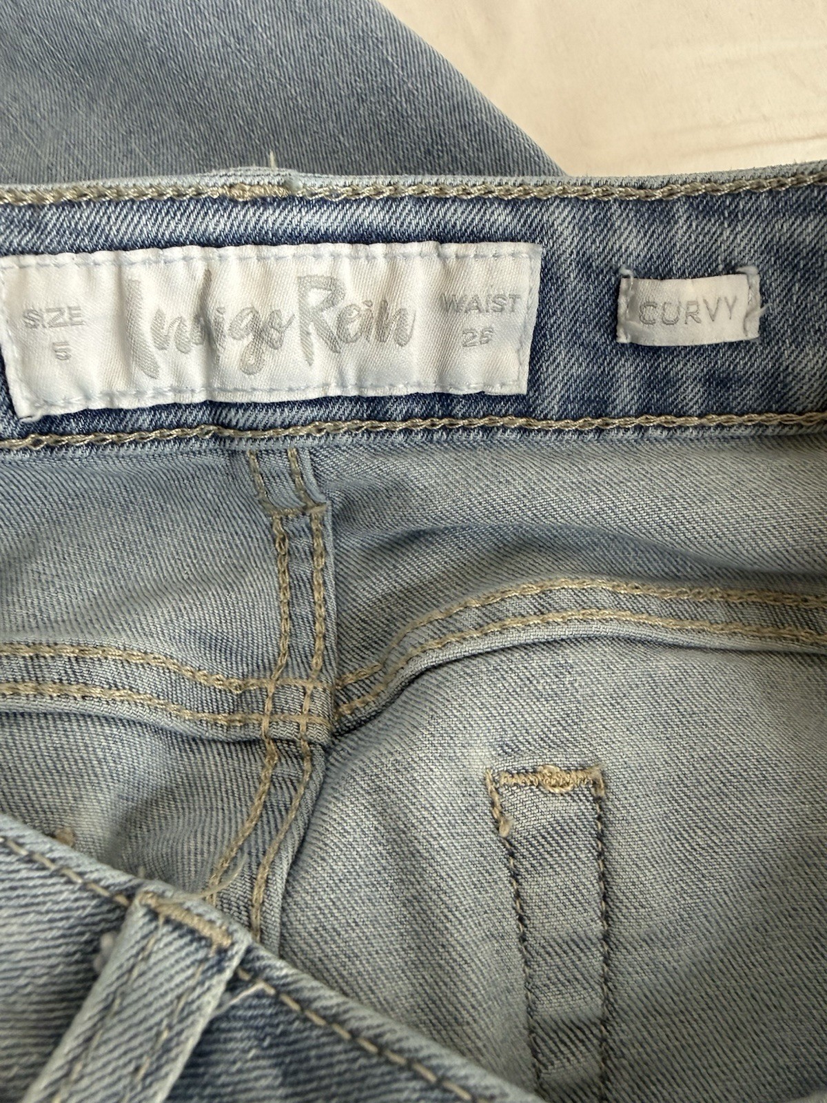 Indigo Rein Skinny Blue Light Denim Curvy Fit Stretch Distressed 5-Pocket Jeans