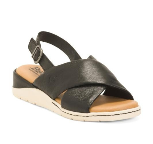 BORN Mia Leather Slingback Comfort Sandals – Size 6 – Black – 1.5 Inch Heels