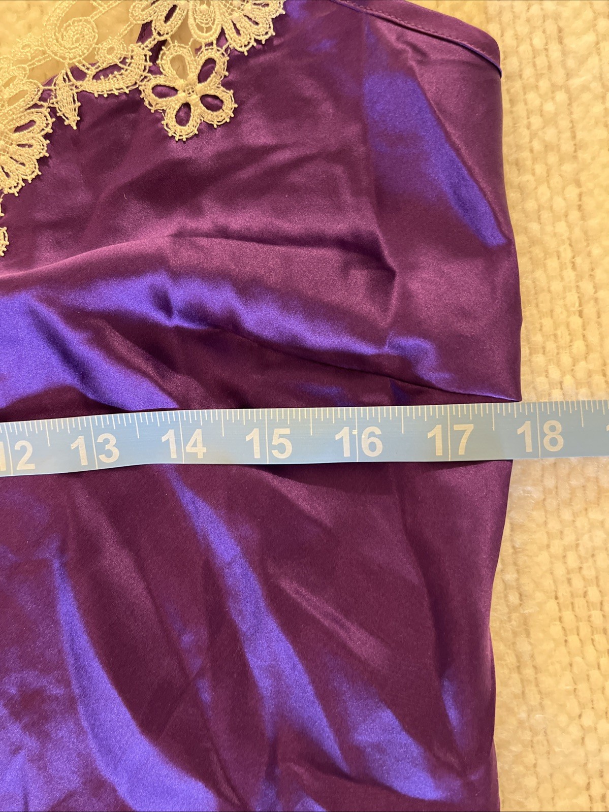 NWT SilkSilky 100% Silk Chemise Nightgown Purple Lace Trim Back Size M