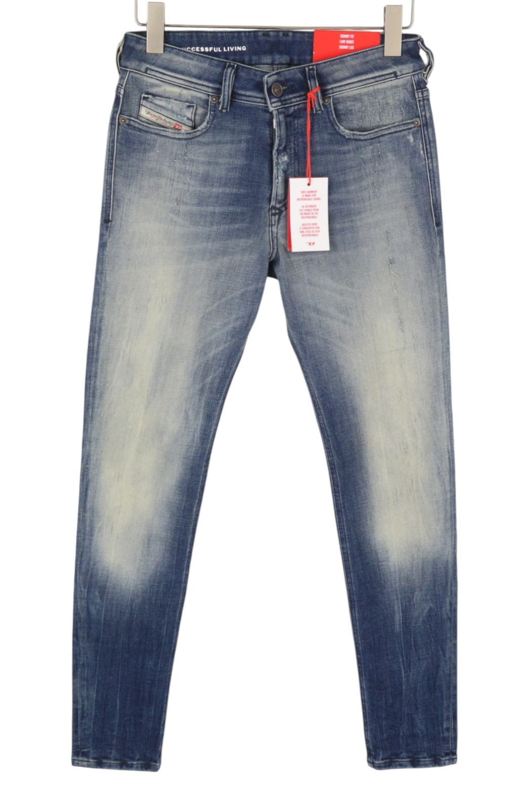 DIESEL 1979 Sleenker 09G87 Men Jeans W31/L34 Blue Faded Low Waist Skinny RRP295