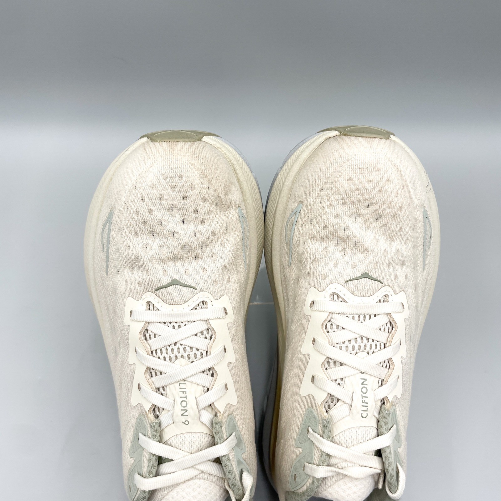 Hoka Clifton 9 Mens 9D Road Running Shoes Oat Milk Barley Chunky Sneaker Gym