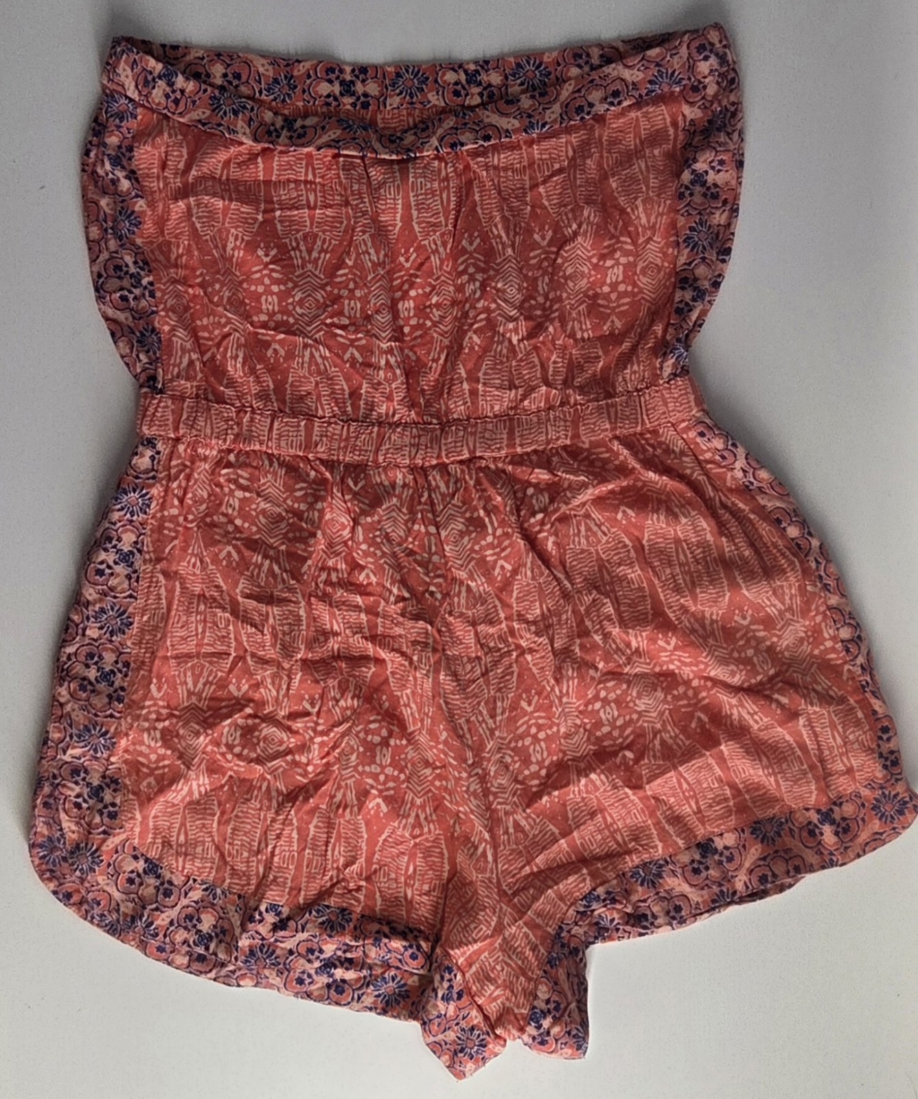 Angie Strapless Shorts Romper Women’s Large Pink Blue Tribal Bohemian Festival