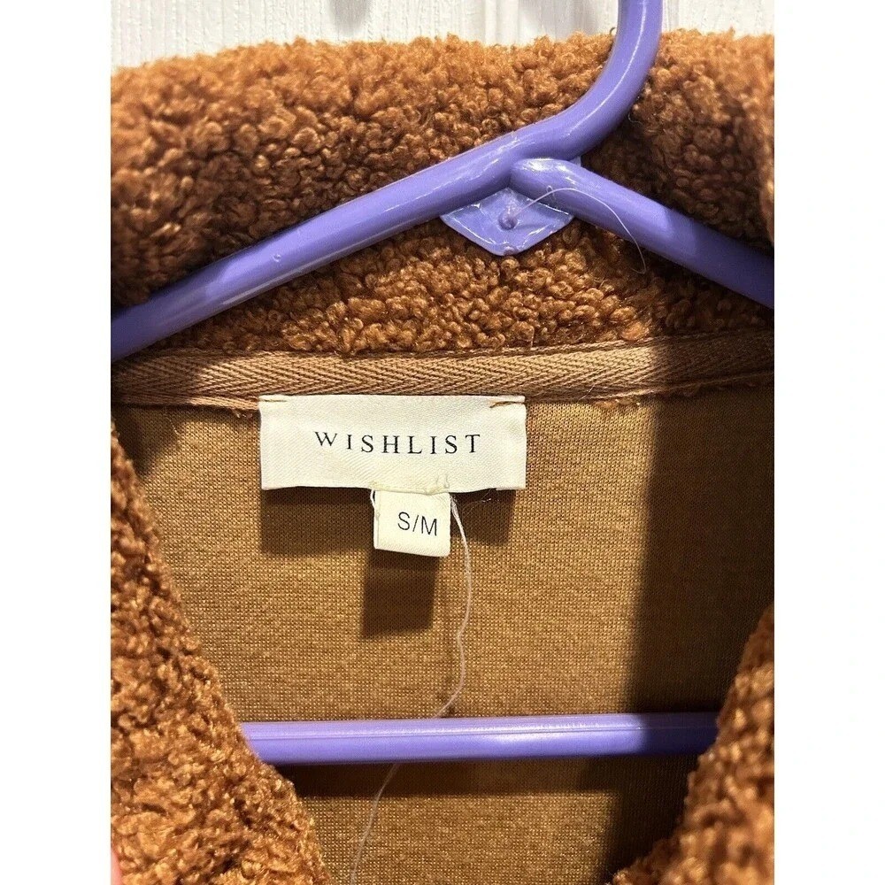 Wishlist Rust Brown Teddy Sherpa Shacket Button Front Fleece Jacket Womens S/M