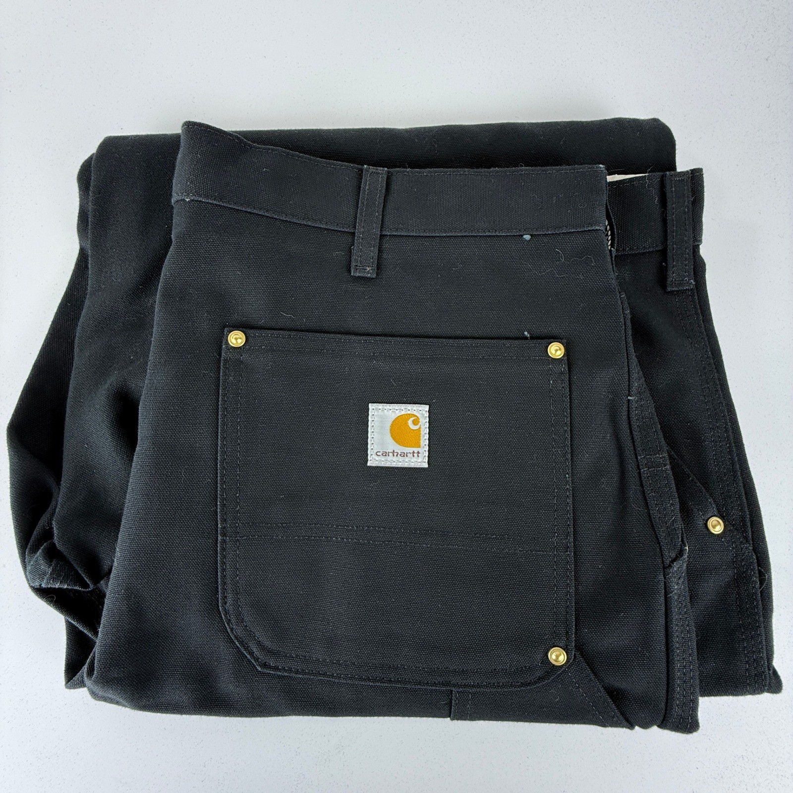 Carhartt B01 BLK Double Front Work Dungaree Pants Black 40×32 USA NWT Altered
