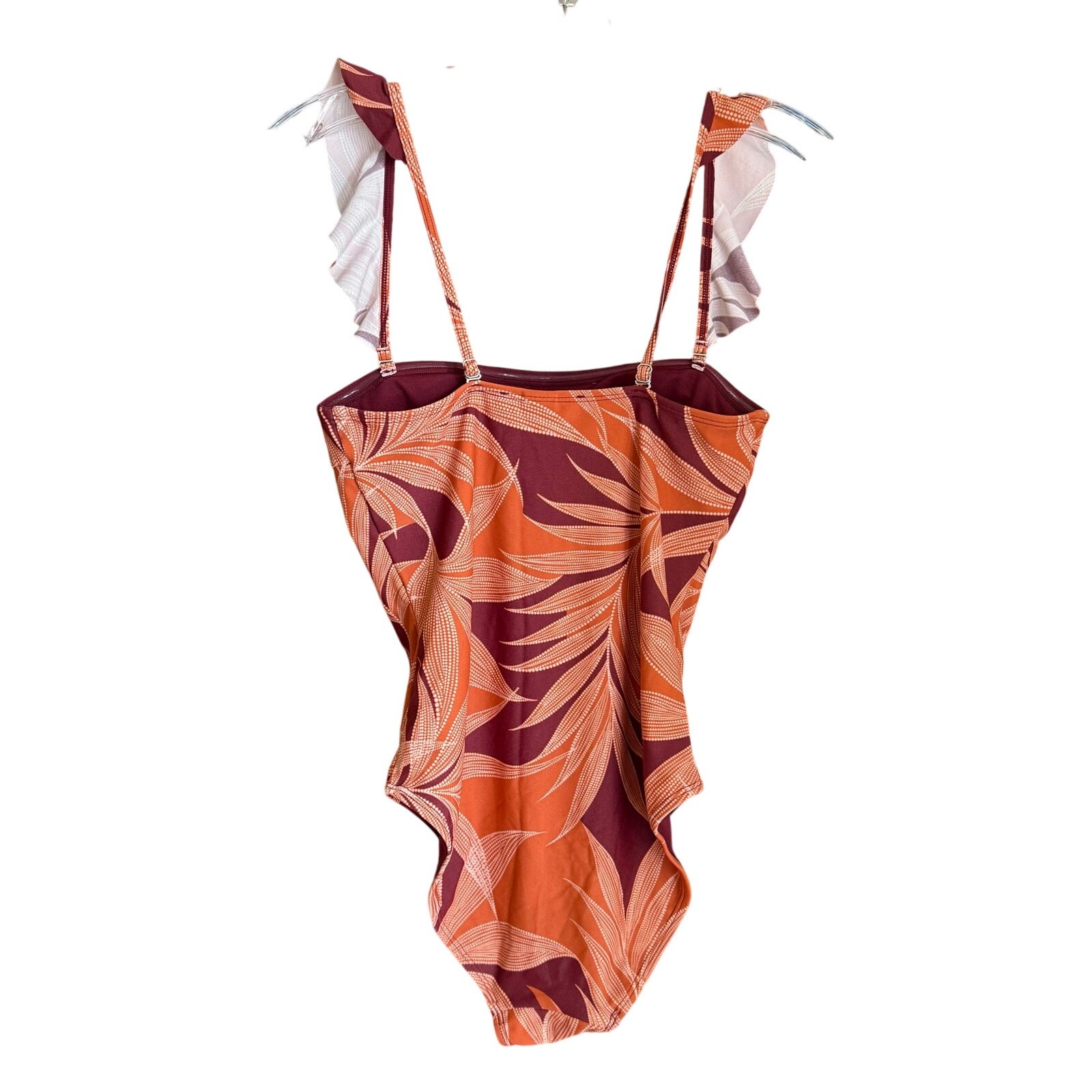 Accessorize London One Piece Tropical Palm Print Orange Pink Swimsuit Size 6