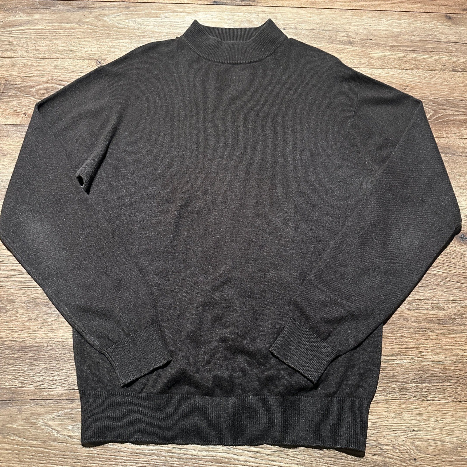 Vintage Jack Lipson Brown Silk Cashmere Mock Neck Sweater Mens Large