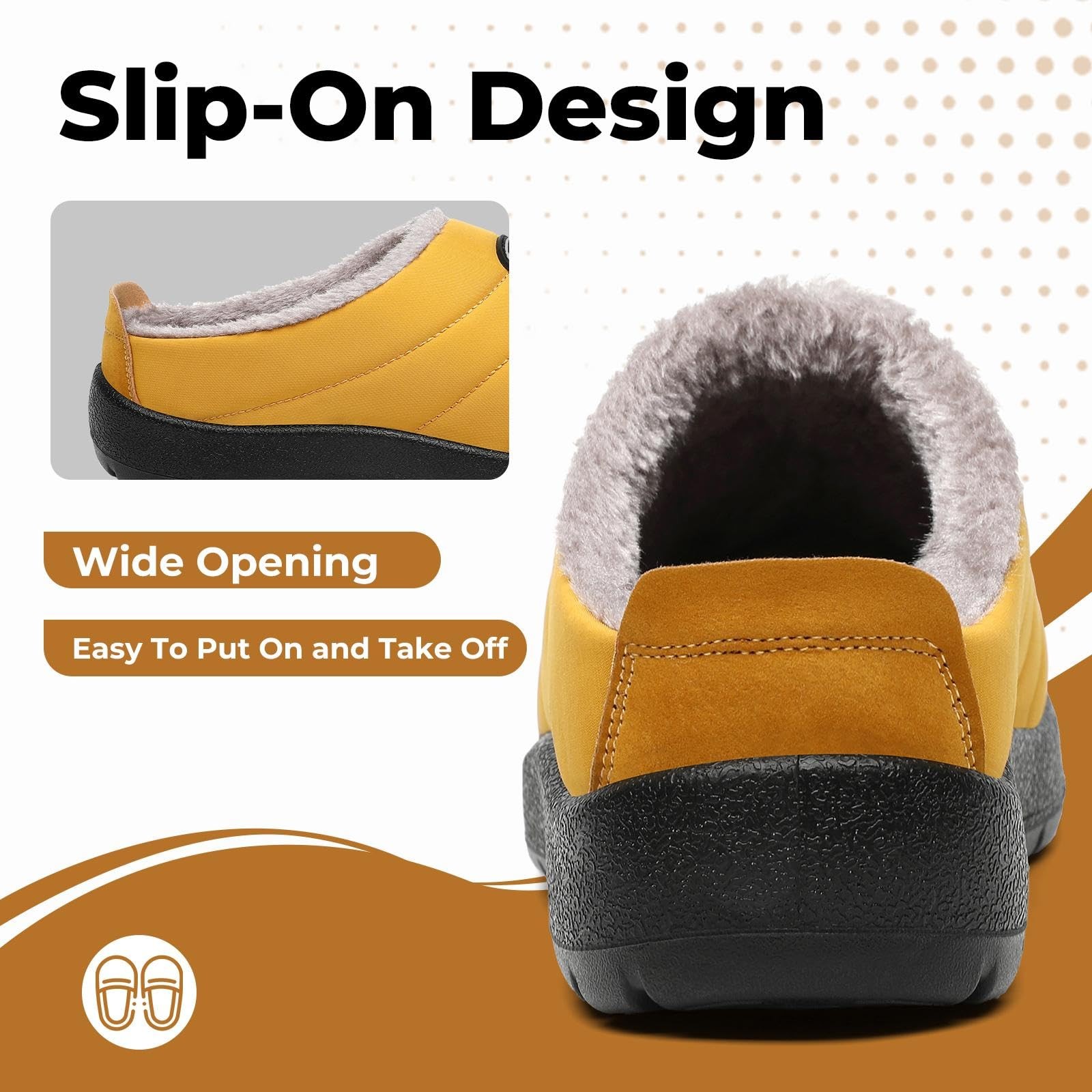Mishansha Mens Womens House Slippers Warm Fur Lined 7 Women/5 Men, Yellow