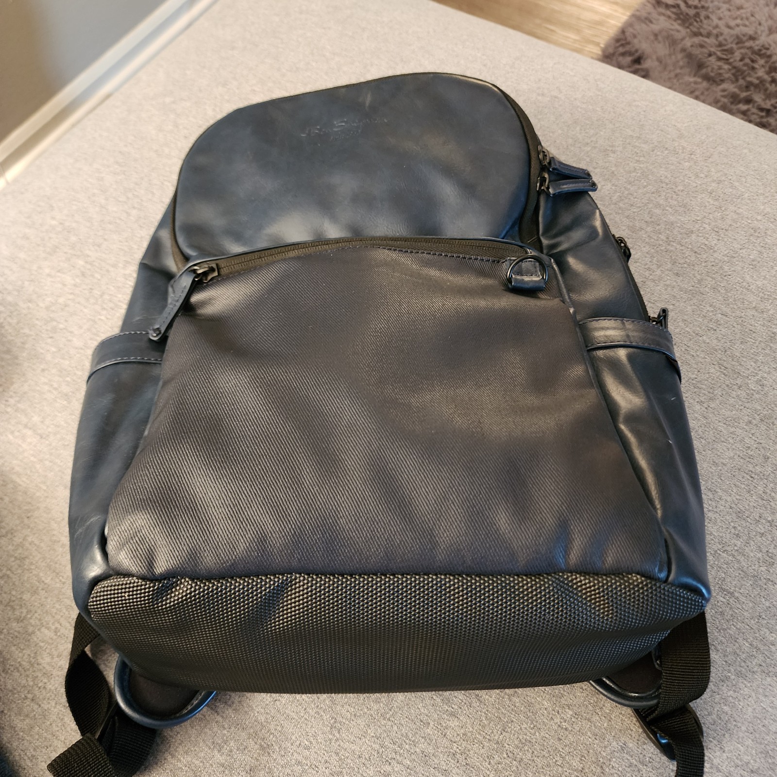 Ben Sherman Black Padded Backpack Multi-Zip Compartments Top Handle Zip