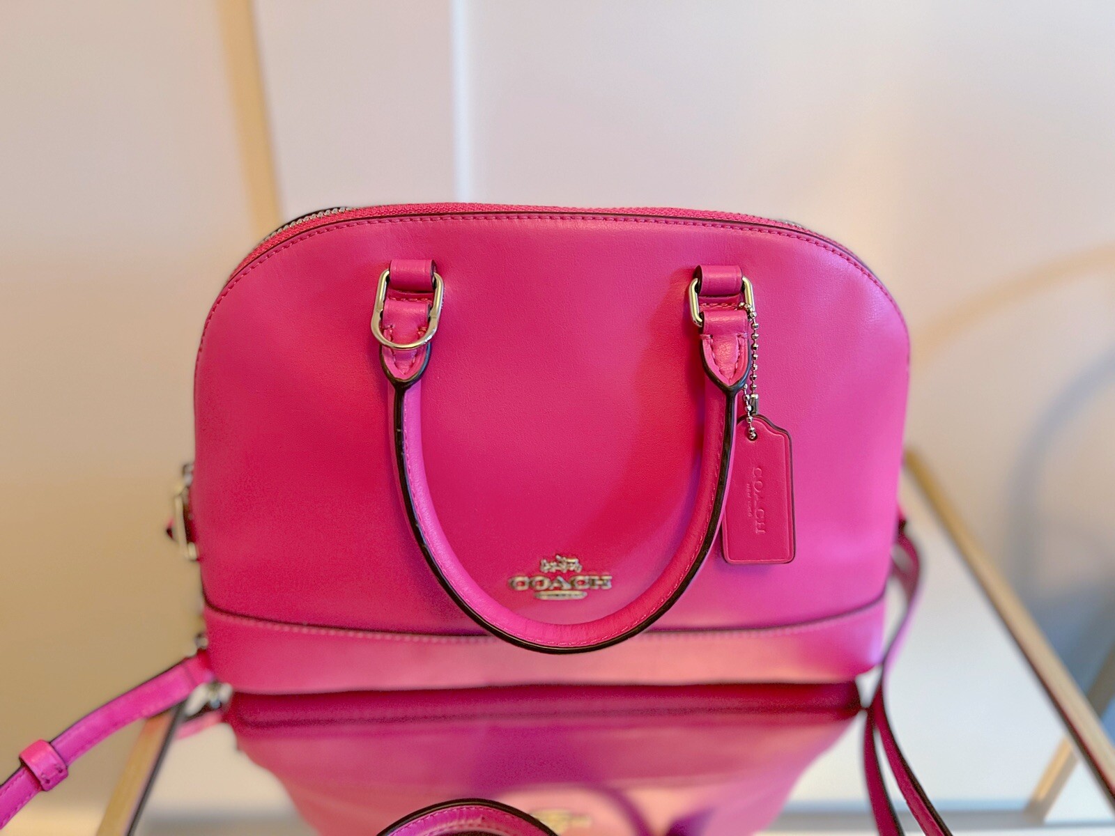 COACH F27694 MINI SIERRA SATCHEL IN SMOOTH LEATHER BRIGHT FUCHSIA