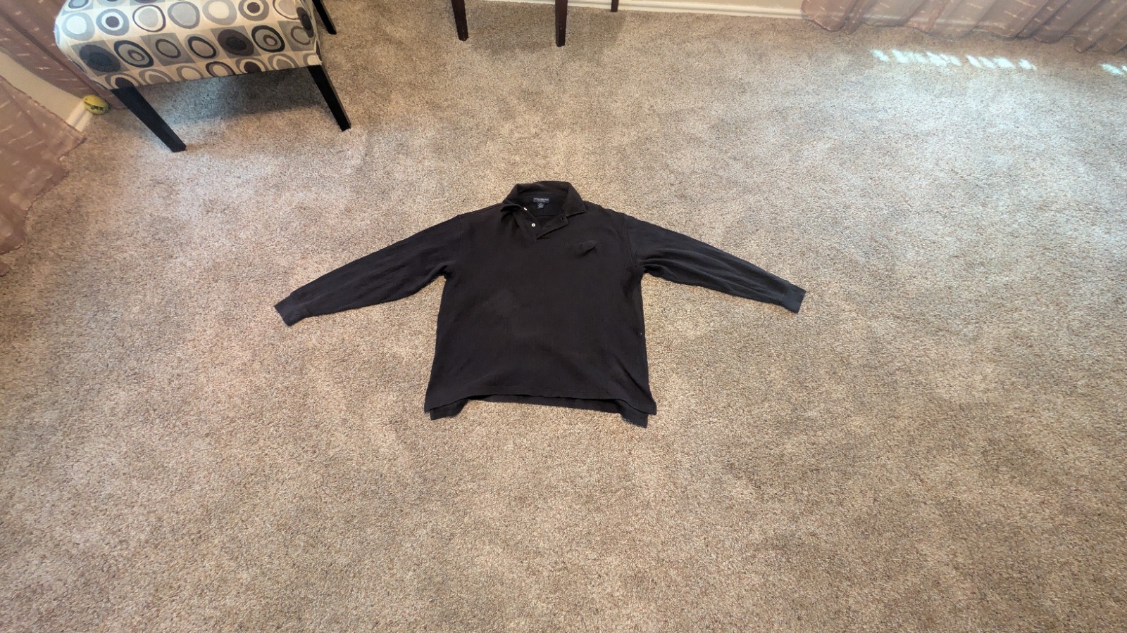 Mens Daniel Cremieux Collection Long Sleeve Black Polo Shirt Size XL