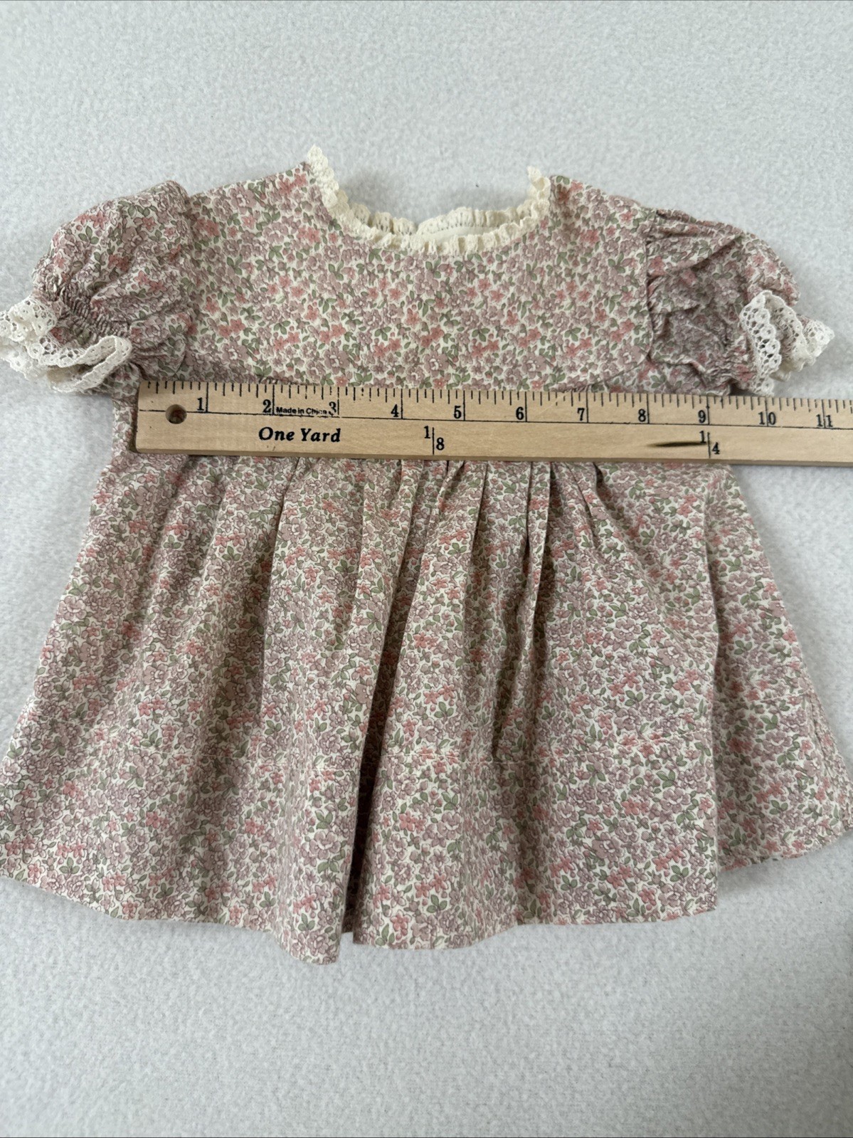 Vtg 1970s Infant Girls Dress Apron Pinafore Little House on the Prairie Farm
