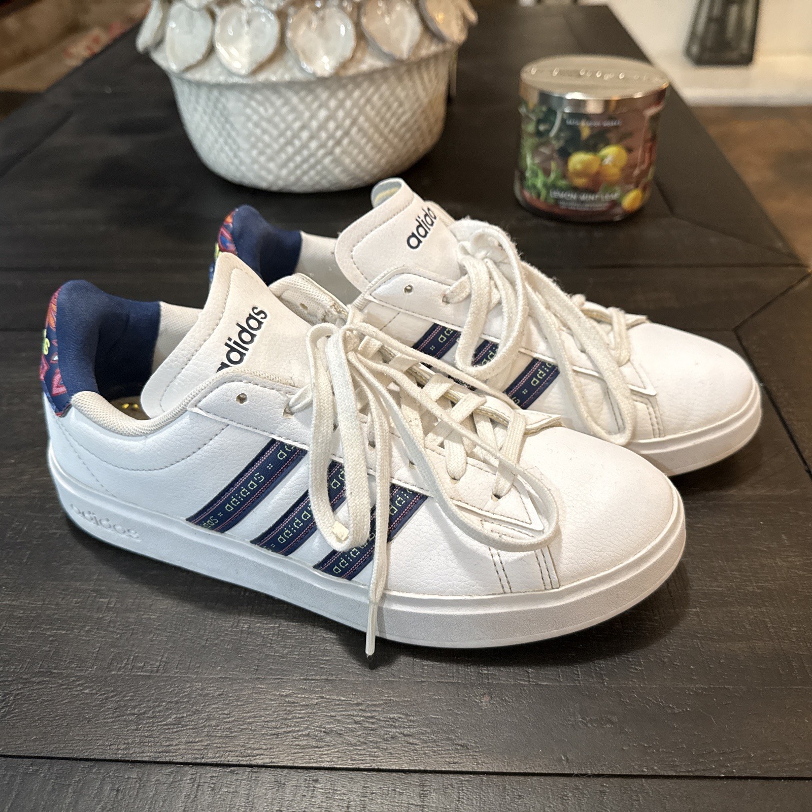 Adidas Grand Court 2.0 Cloudfoam Tennis Shoes GW7111 Floral Women Sz 7.5
