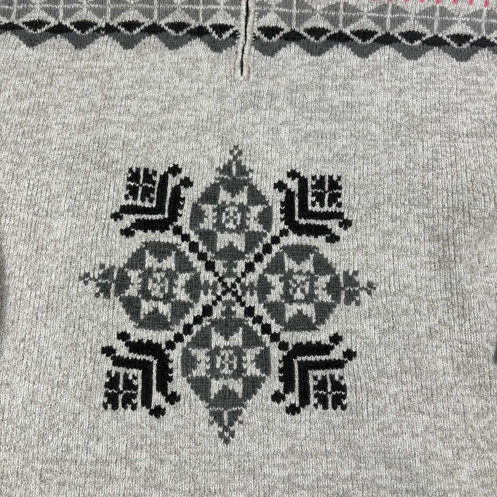 Sigrid Olsen Sport Sweater Womens Large Gray Wool Angora Nordic Quarter Zip