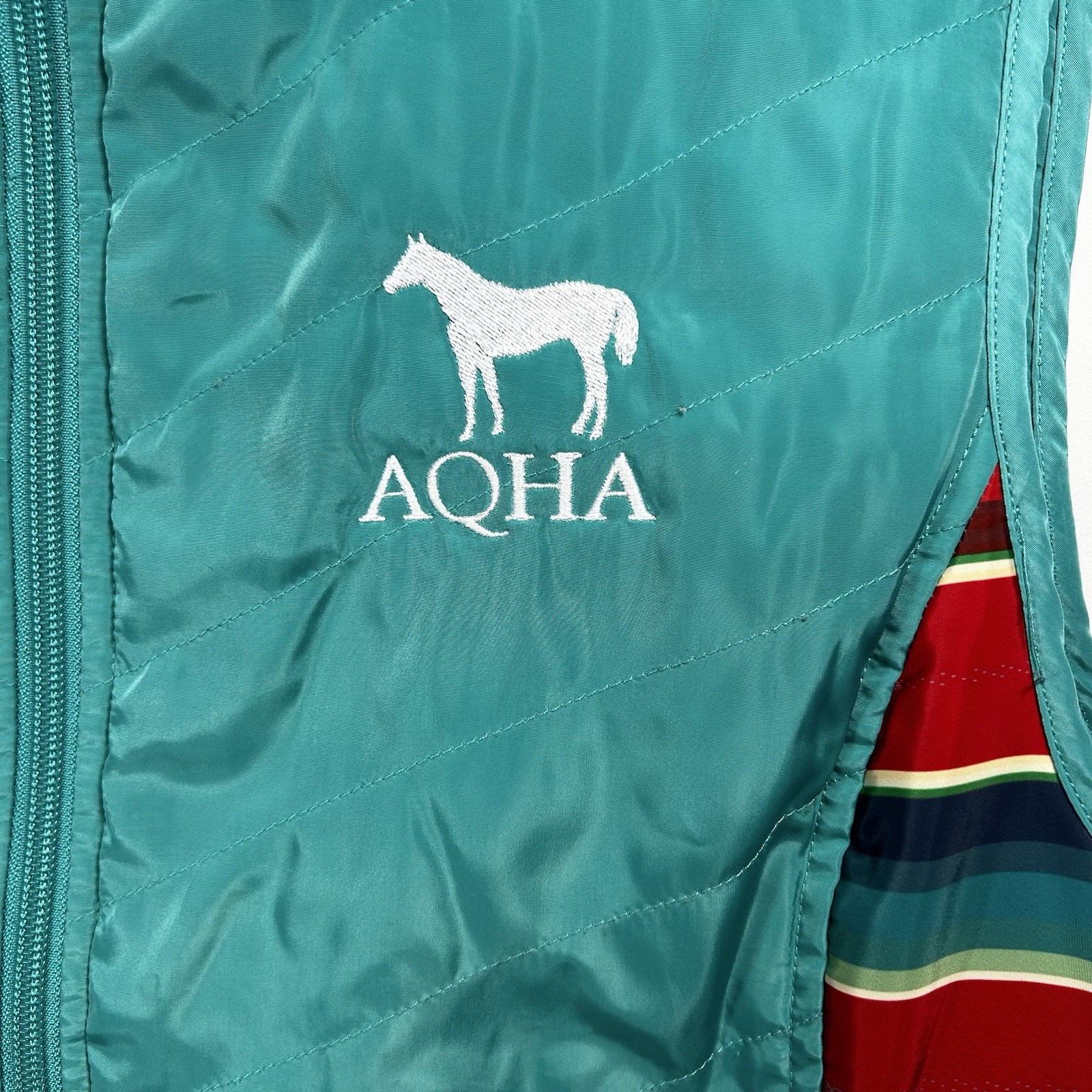 American Quarter Horse Association Embroidered STA Ranch wear Vest Turquoise Lrg