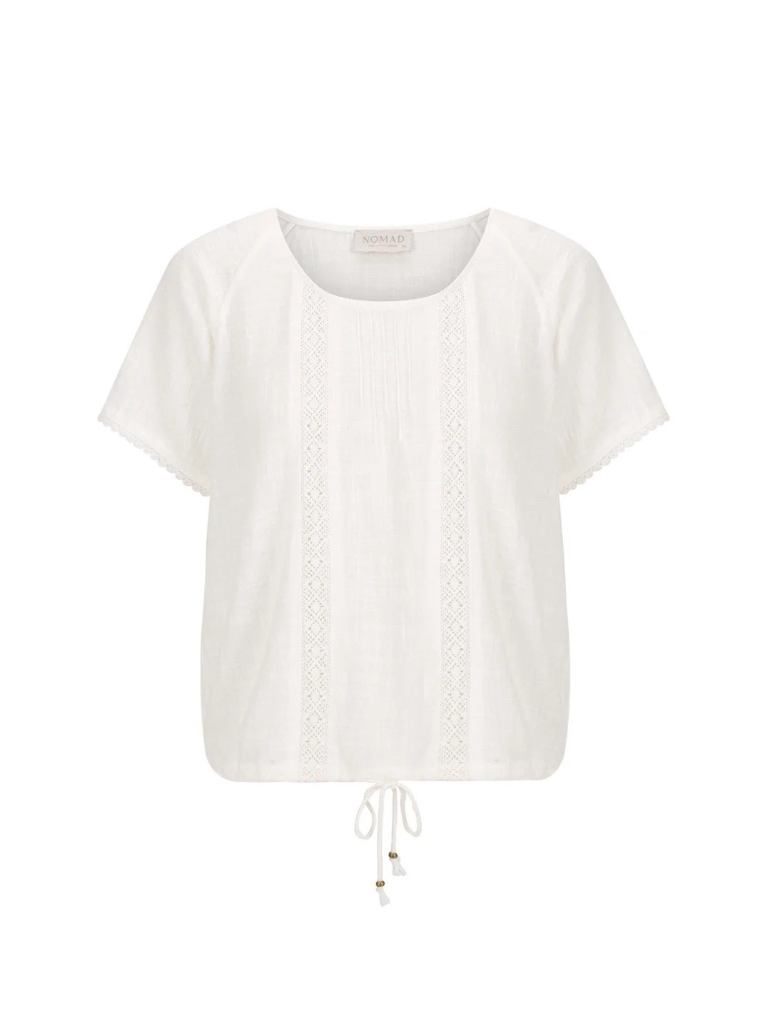 Nomad the Label Daisy Cotton Blouse Ivory size XS floral cutouts textured US 2