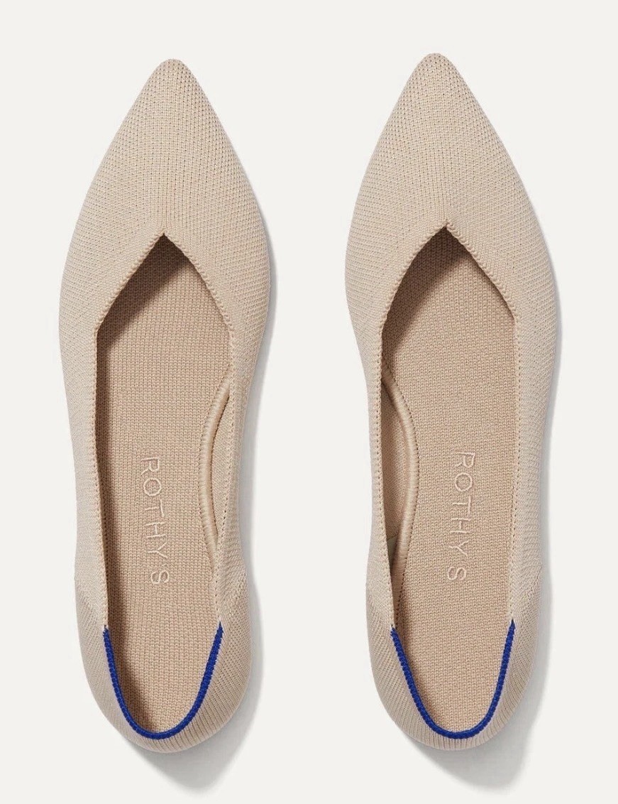 Rothy’s Women’s The Point Ballet Flat Flats Casual Natural Tan Beige sz 6.5