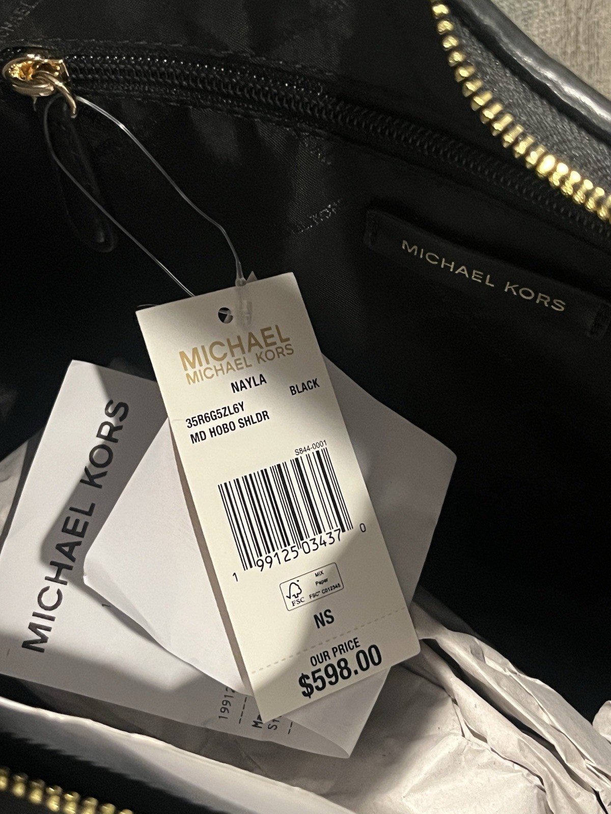 Black MICHAEL KORS Nayla Medium Hobo Woven Shoulder Bag NWT