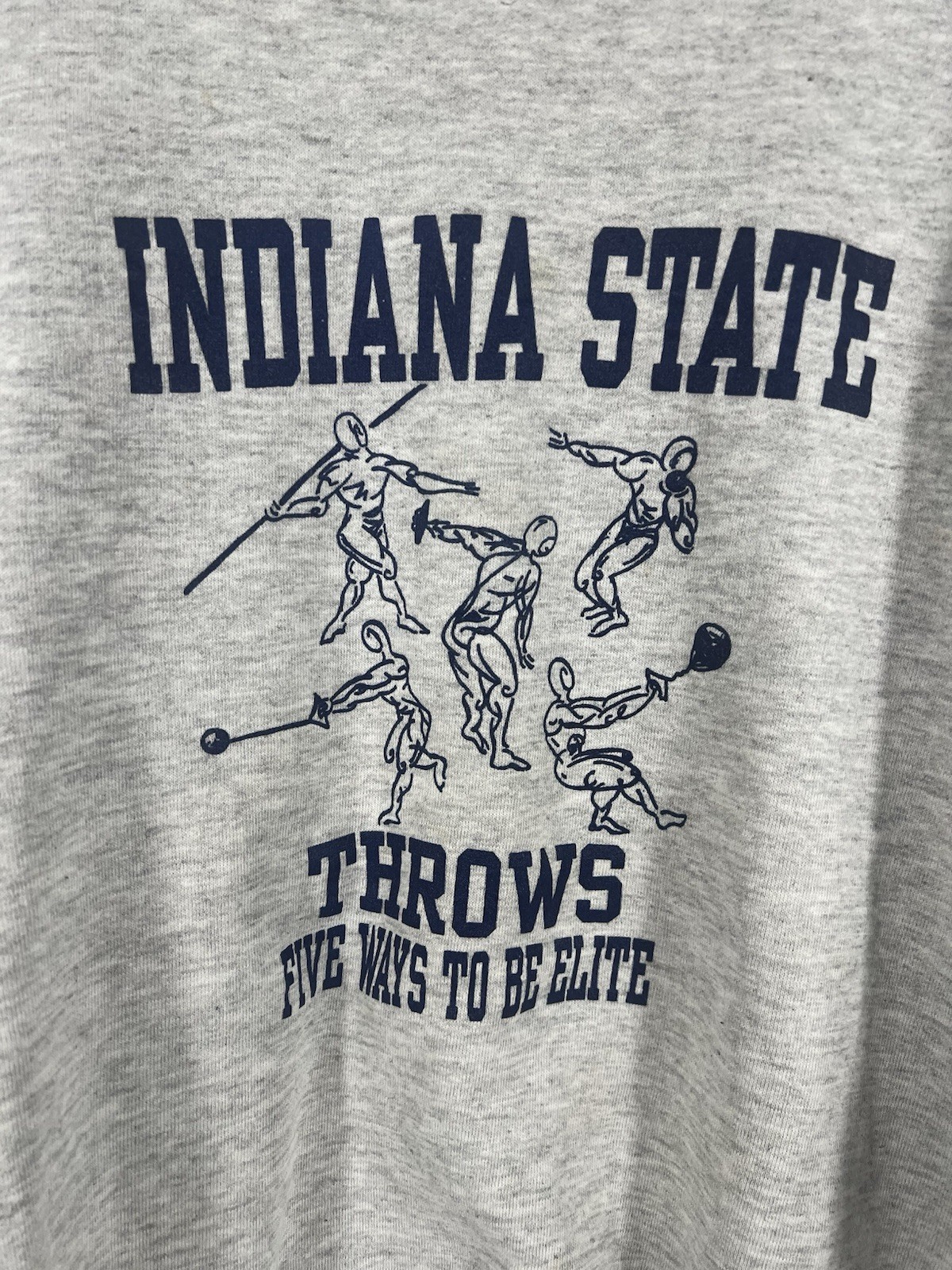 Vtg 90s Indiana State Sweatshirt XL Russell USA Track & Field Discus Javelin
