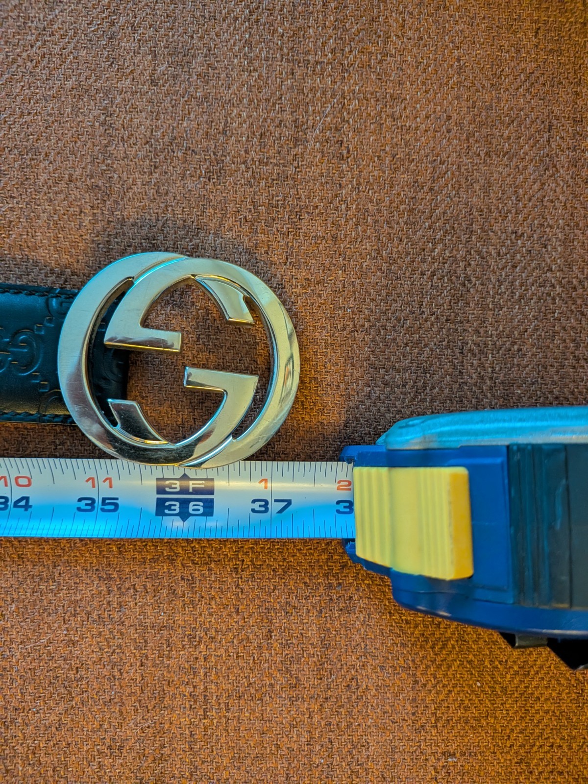Vintage Gucci Interlocking Gs Black Calfskin Leather Belt Unisex 80/32