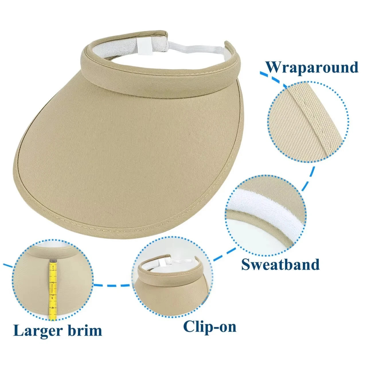 WOMENS CLIP ON SUN VISOR LADIES HAT COTTON CLIP ON SUN VISOR TENNIS GOLF BEACH