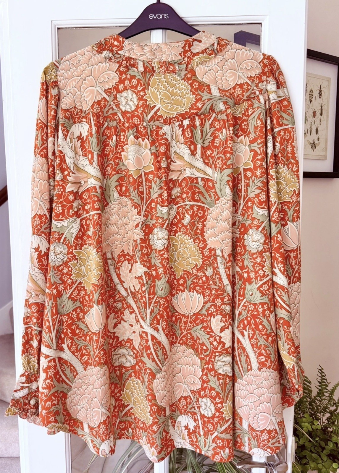Next William Morris & Co ‘Cray’ Red Print Peter Pan Collar Blouse Top Size 16-18
