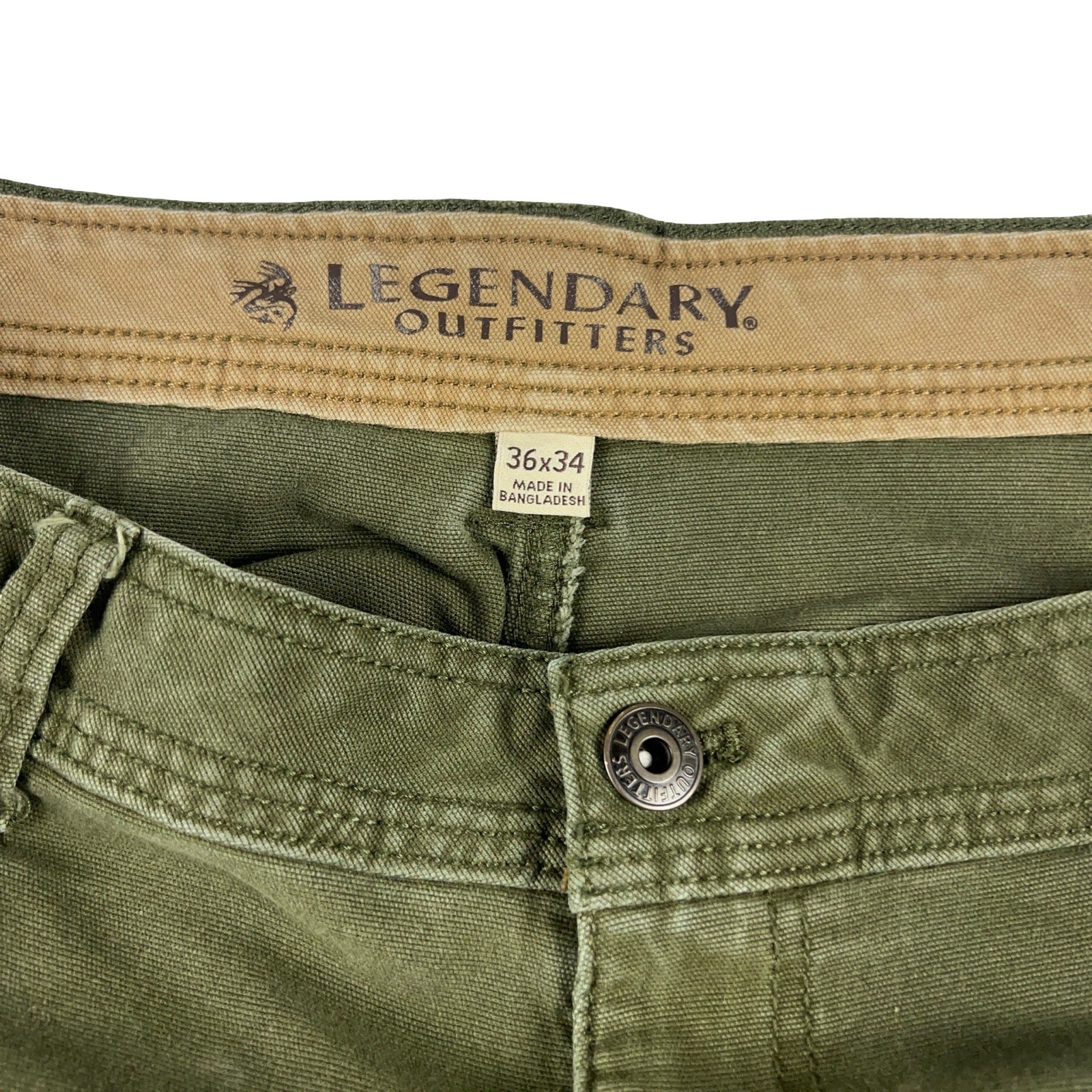 Legendary Outfitters Canvas Pants Mens 36×34 Green Straight Leg Cargo Pocket